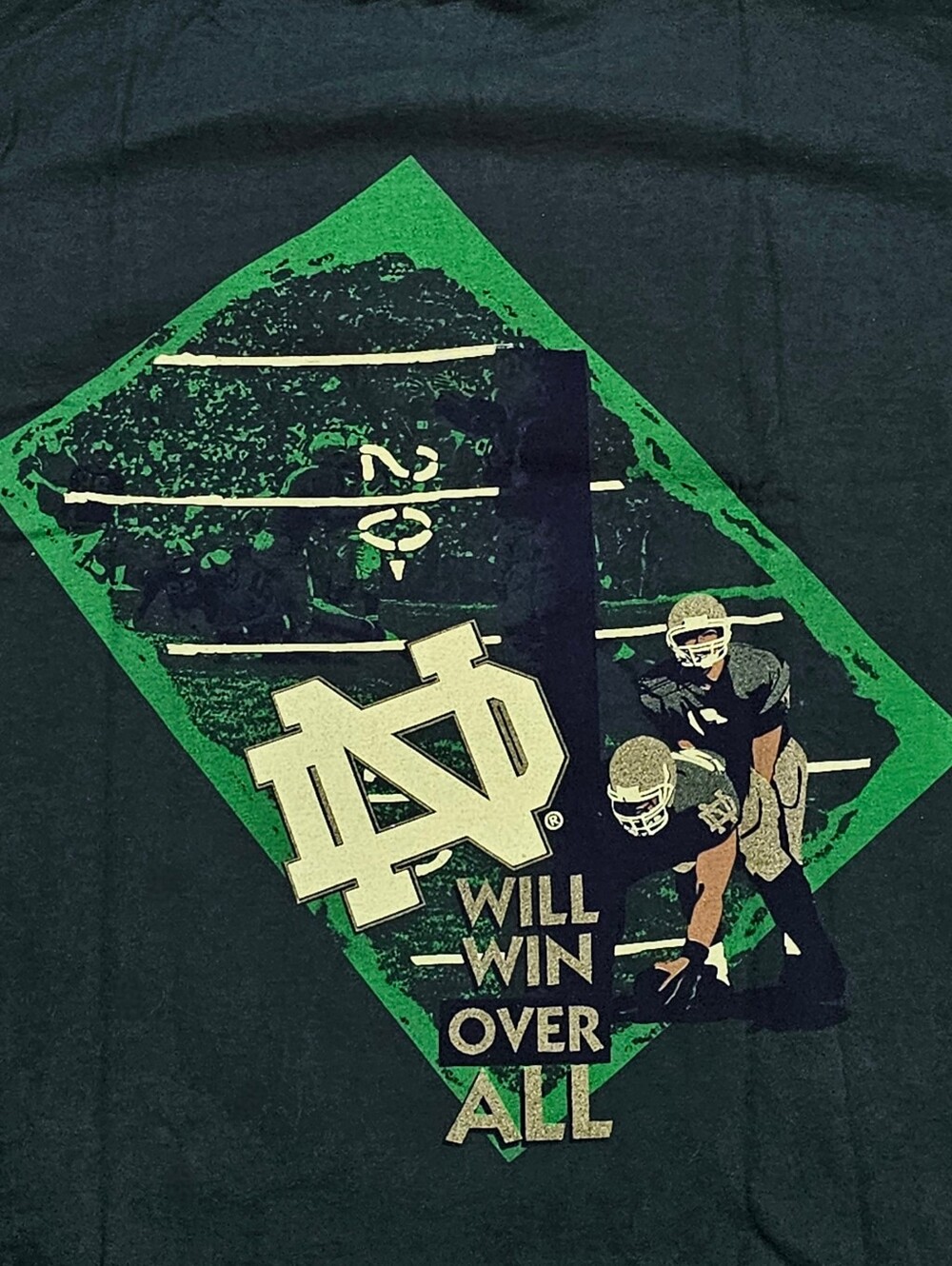 Vtg 1996 Notre Dame Football T-Shirt Champion XL Will Win Over All Irish Green - Picture 3 of 6